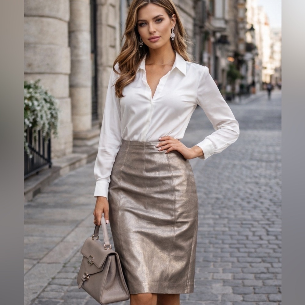 LORD Taylor lamb leather skirt size L
